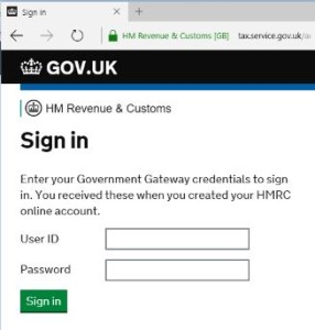 Genuine HMRC login page